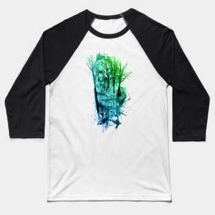 Enchanted Forest Design- Green/Blue Baseball T-Shirt